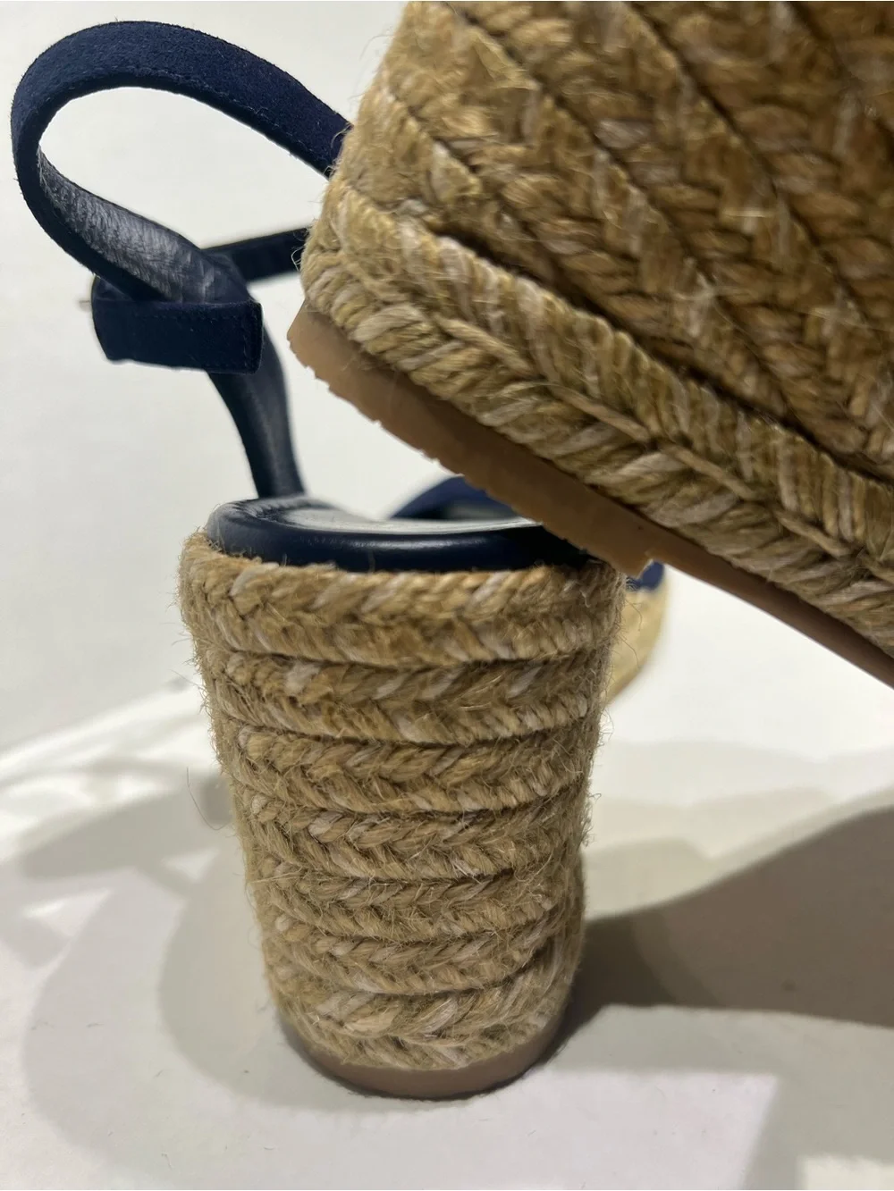 Stuart Weitzman Navy Suede Espadrille Wedge Sandals with Ankle Strap Sz 7 - Picture 4 of 6